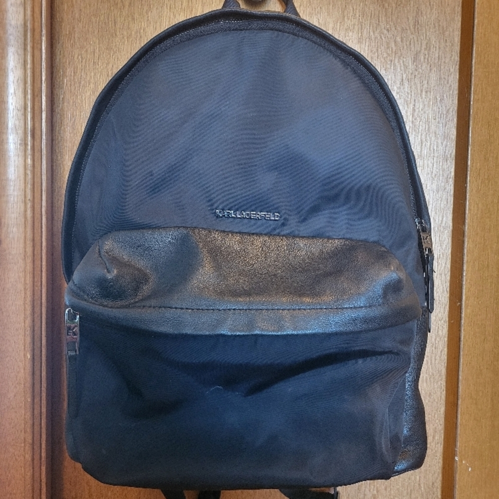 Karl Lagerfeld Black leather trim Backpack